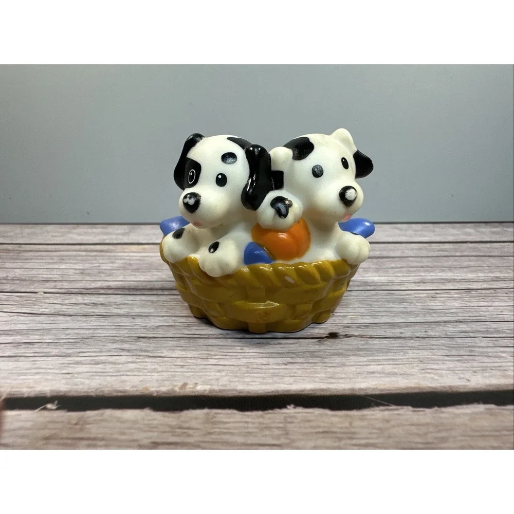 Little People 2007 BASKET OF PUPPIES Fisher Price zoo farm Noah's Ark animals